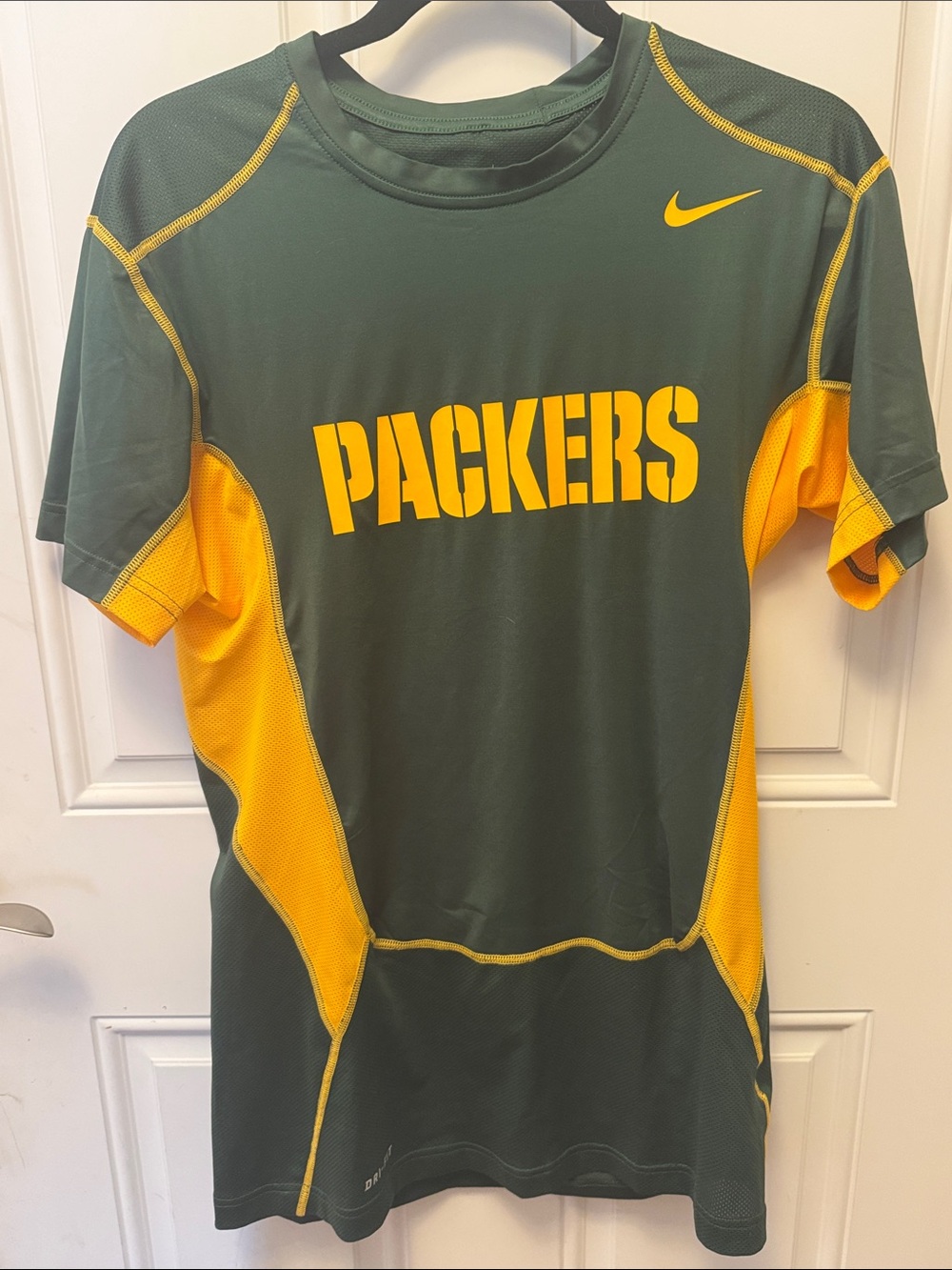 Nike Green and Yellow Packers Dri-FIT Short Sleeve Tee